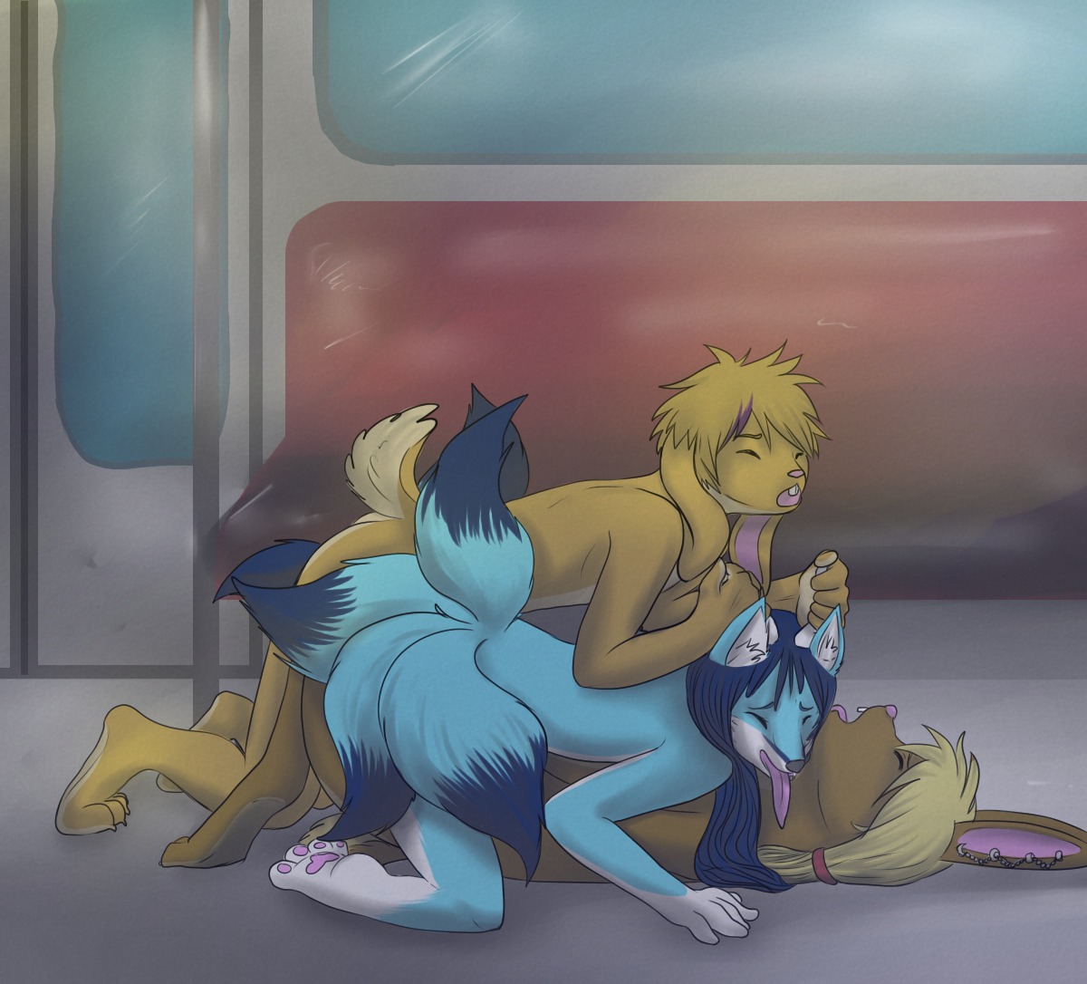 ambiguous_penetration anthro brother_(lore) brothers_(lore) canid canine double_penetration e621 ethan_(blancmark) femboy fox group group_sex horn horn_grab incest_(lore) inside_train lagomorph lopped_ears male male/male mammal multi_tail nicky_(blancmark) penetration piercing public public_transportation sex sibling_(lore) subway tail threesome tongue train trio vehicle whaleosaur