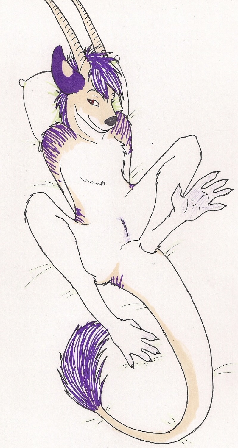 anthro arrowtibbs aurali dragon female hindpaw horn looking_at_viewer lying mouse nude paws pillow plain_background presenting pussy raigonetta rodent rule34 solo spreading white_background