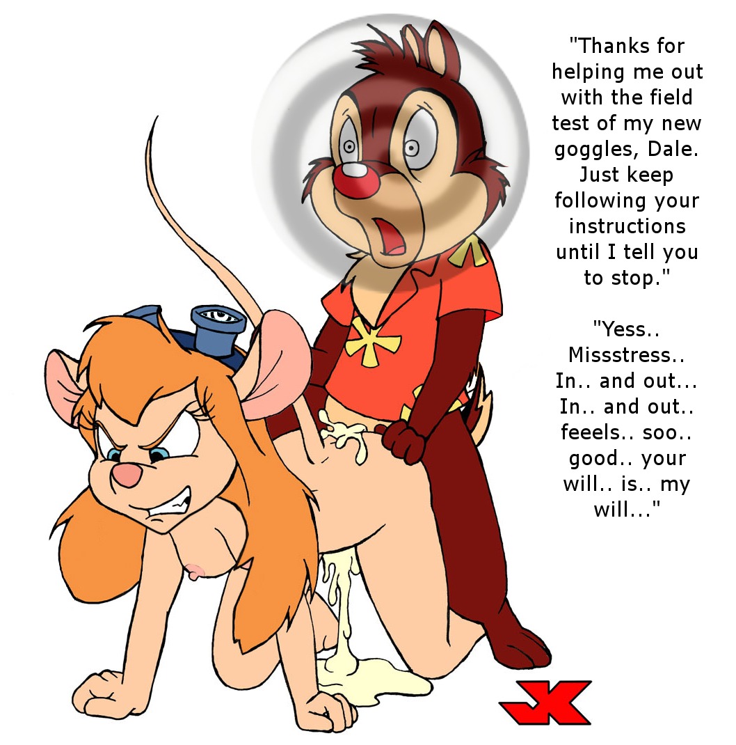 all_fours angry_face anthro bottomless chip_'n_dale_rescue_rangers chipmunk cum cum_overflow dale disney doggy_style duo excessive_cum female furry gadget_hackwrench hypnosis jk male mammal mind_control mouse nipples nude rodent rule34 squirrel straight