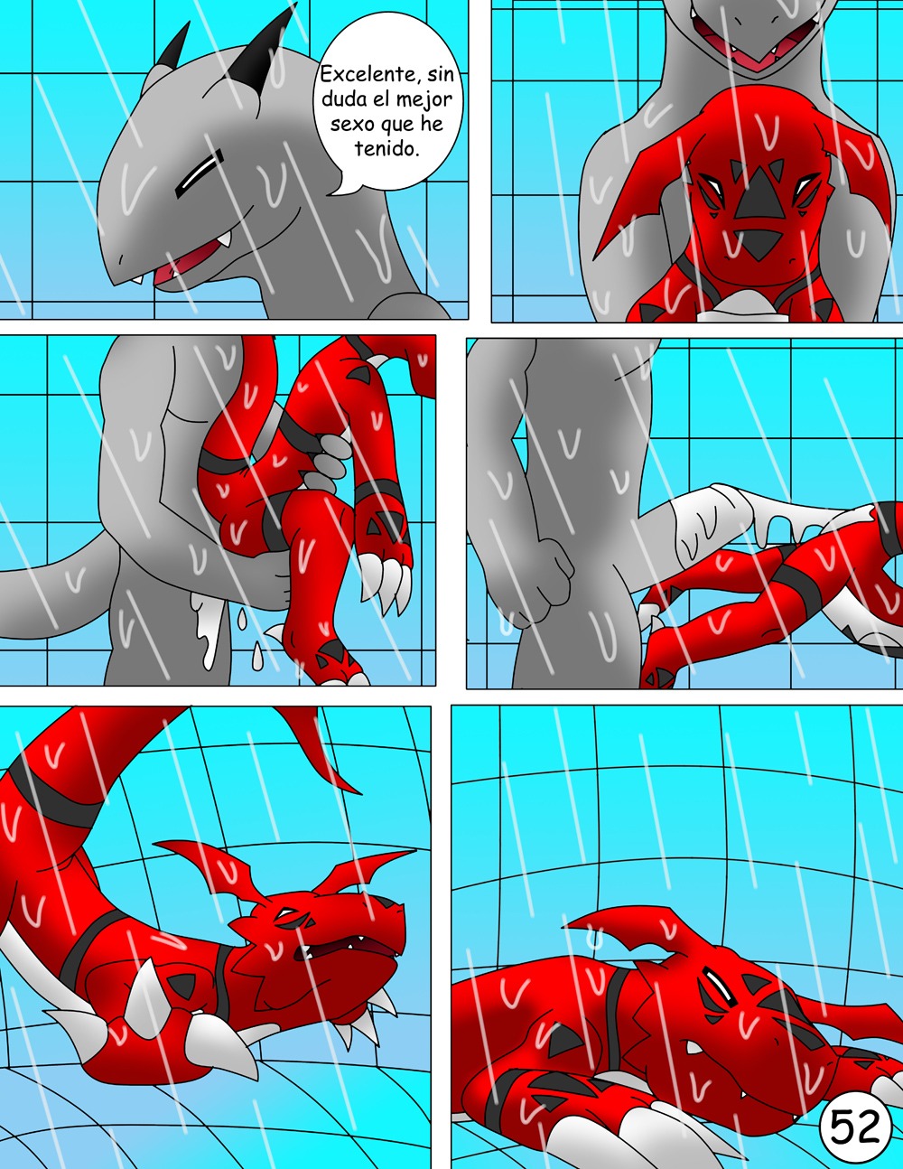 3_toes adolescent age_difference anal anal_penetration anthro anthro_on_anthro bandai_namco bodily_fluids bound chair_position claws comic crocodile crocodilian crying cum cum_in_ass cum_inside cum_on_penis dialogue digimon digimon_(species) digital_media_(artwork) dominant dragon duo e621 erection eyes_closed feet forced from_behind_position genital_fluids genitals guilmon hector21314 hi_res horn larger_dom male male/male male_penetrated male_penetrating male_penetrating_male multiple_scenes mythological_creature mythological_scalie mythology penetration penis rape red_eyes reptile scalie sex shower size_difference spanish_text tail tears text thick_penis toe_claws toes translated unconscious violence water wet young
