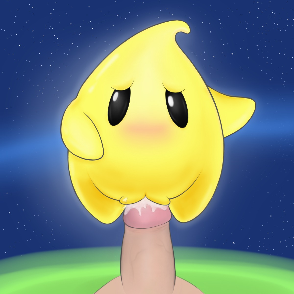 1:1 blush bodily_fluids cum cum_inside disembodied_penis dominant duo e621 erection female female_focus female_penetrated first_person_view flowerfondler genital_fluids genitals hi_res human humanoid_genitalia humanoid_penis interspecies larger_dom larger_male looking_at_viewer luma male male/female male_penetrating male_penetrating_female mammal mario_bros night nintendo not_furry outside penetration penile penile_penetration penis penis_in_vagina sex size_difference sky smaller_female smaller_penetrated solo_focus space star super_mario_galaxy vaginal vaginal_penetration vulva waddling_head