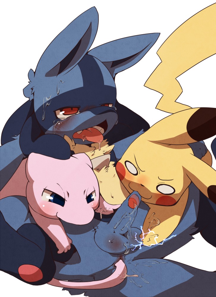 ambiguous_gender anal anal_penetration anthro balls black_body black_fur blue_body blue_eyes blue_fur blush bodily_fluids canid canine cum dagasi digital_media_(artwork) e621 electricity electrostimulation empty_eyes erection feral foreskin foreskin_bite foreskin_play fur generation_1_pokemon generation_4_pokemon genital_fluids genitals group group_sex humanoid_genitalia humanoid_penis legendary_pokemon long_tail lucario male male/ambiguous male_penetrated mammal mew_(pokemon) nibbling nintendo open_mouth oral penetration penis pikachu pokemon pokemon_(species) red_eyes rodent saliva sex simple_background tail tail_fetish tail_play tail_sex tears threesome tongue tongue_out trio white_eyes yellow_body yellow_fur