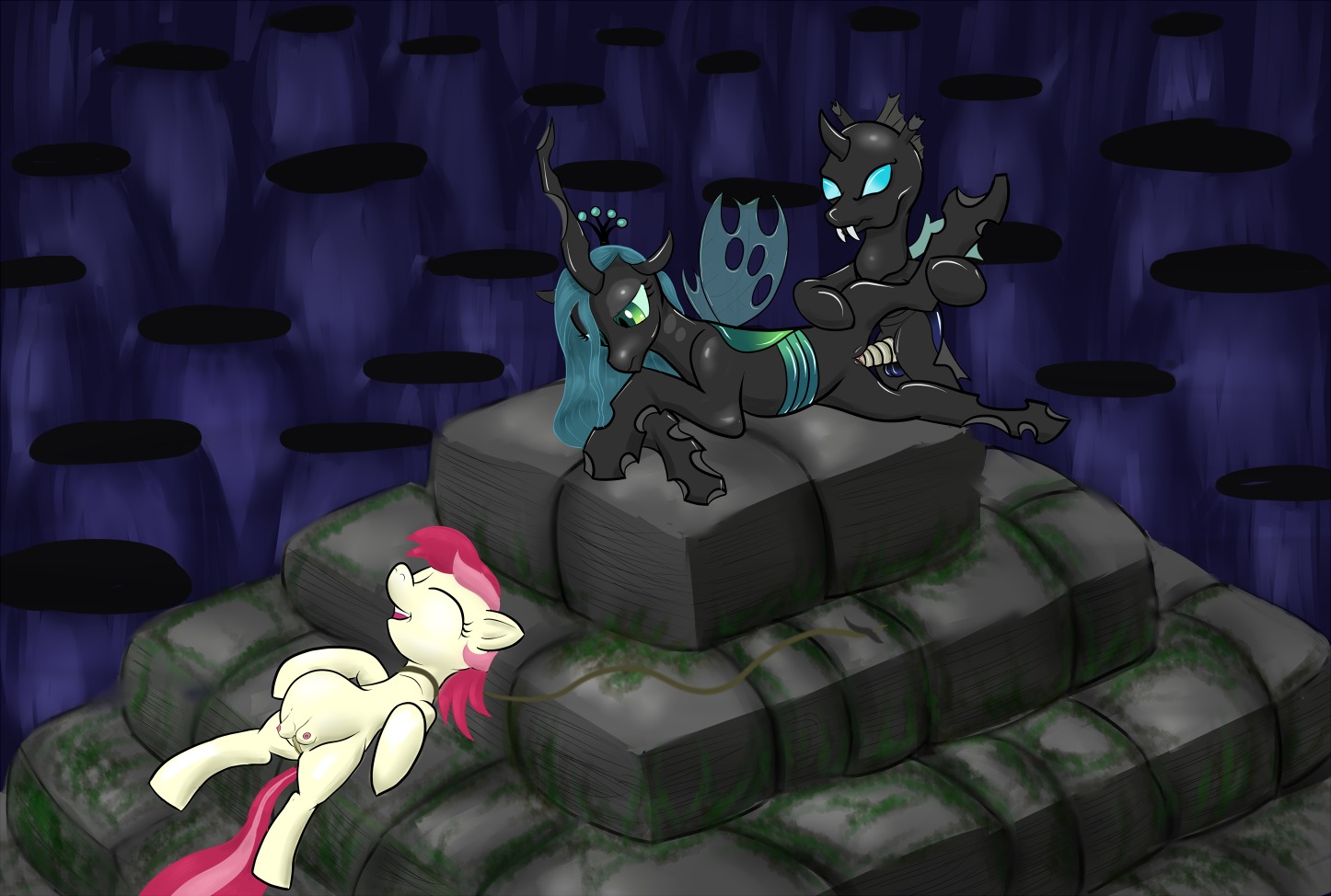 2012 arthropod belly big_belly black_body changeling_(mlp) drone_(mlp) e621 earth_pony equid equine erection eyes_closed female feral friendship_is_magic genitals green_eyes green_hair group hair hasbro horn horse insect_wings lying male male/female mammal my_little_pony nude on_back on_side open_mouth penetration penis pony pregnant quadruped queen_chrysalis_(mlp) ragingsemi rose_(mlp) sex tail teats vaginal vaginal_penetration vulva wings
