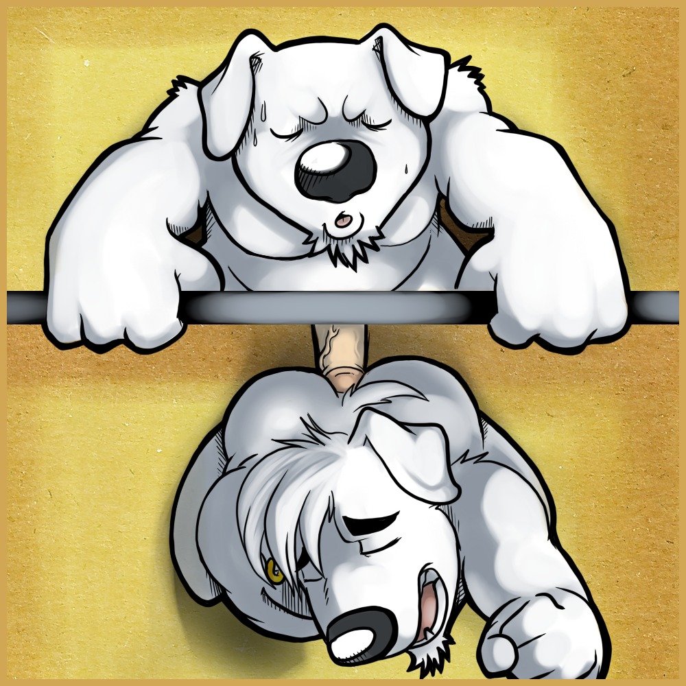 1:1 anal anal_penetration anthro black_nose border brian_griffin butt canid canine canis cousins_(lore) domestic_dog duo e621 ear_piercing erection eyes_closed family_guy fur genitals glory_hole humanoid_genitalia humanoid_penis incest_(lore) jasper_(family_guy) male male/male male_penetrated male_penetrating male_penetrating_male mammal nude open_mouth penetration penis piercing sex therghu vein white_body white_fur yellow_border