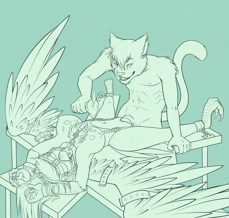 2011 anthro anthro_on_anthro arms_above_head astareal_wyrdghost_(character) avian ball_gag bdsm beak bondage bound breasts candle_wax duo e621 feathered_wings feathers felid female female_penetrated gag gagged genitals interspecies lying male male/female male_penetrating male_penetrating_female mammal monochrome nipples non-mammal_nipples nude on_back penetration penile penile_penetration penis penis_in_vagina sex shibara spread_legs spreading table_lotus_position tail tatosi_wyrdghost_(character) vaginal vaginal_penetration vulva wings