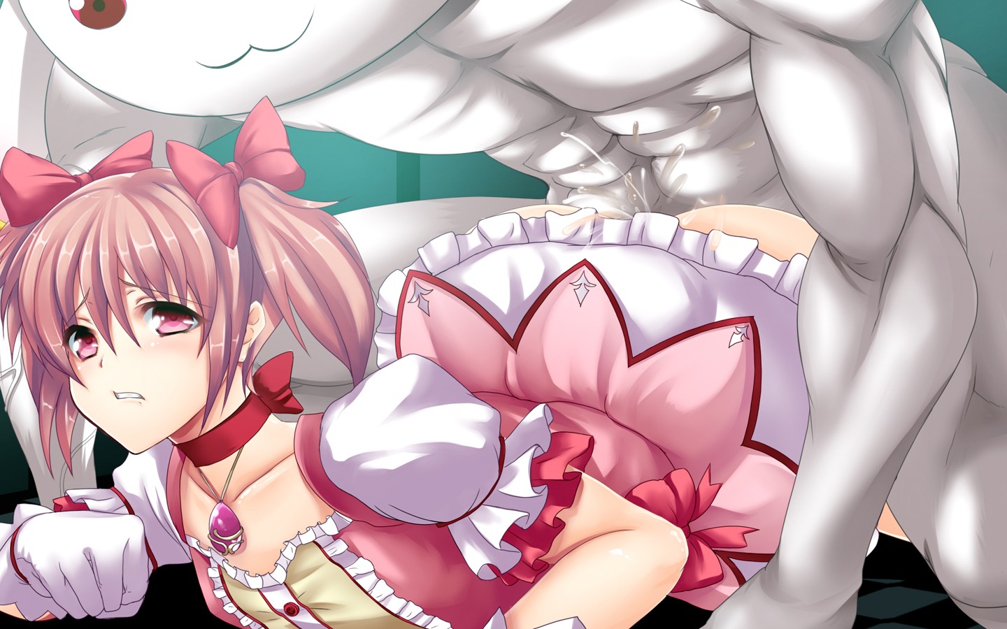 1girls cum female kyuubee madoka_kaname mahou_shoujo_madoka_magica rule34