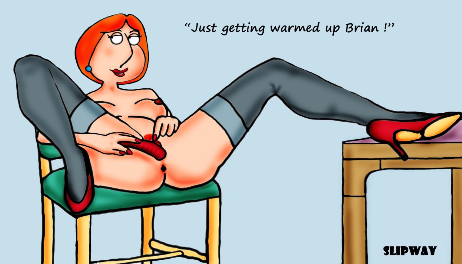 1girls 2d english_text family_guy female female_only human lois_griffin orange_hair rule34 slipway solo tagme text