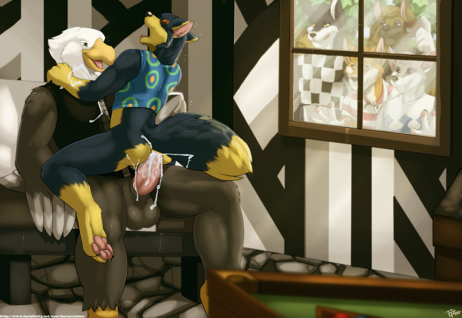 2014 absurd_res accipitrid accipitriform anal anal_penetration animal_crossing anthro anus apollo_(animal_crossing) avian backsack bald_eagle balls barefoot beak being_watched bird bodily_fluids butt canid canine canis chief_(animal_crossing) claws clothed clothing cum cum_in_ass cum_inside digital_media_(artwork) digitigrade dipstick_tail dominant duo e621 eagle ejaculation erection eyes_closed fang_(animal_crossing) feathered_wings feathers feet fluffy fluffy_tail from_front_position fur furryratchet genital_fluids genitals half-closed_eyes happy hi_res humanoid_genitalia humanoid_penis inside interspecies kyle_(animal_crossing) larger_dom larger_male lobo_(animal_crossing) looking_at_another male male/male male_on_bottom male_on_top male_penetrated male_penetrating male_penetrating_male mammal markings mastery_position narrowed_eyes nintendo non-mammal_balls on_bottom on_top open_mouth orgasm orgasm_face partially_clothed pawpads paws peeping penetration penis raised_arm rear_view sea_eagle sex shirt sitting size_difference smaller_male smile tail tail_markings toe_claws tongue topwear voyeur wings wolf wolfgang_(animal_crossing)