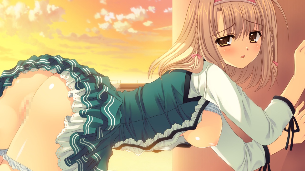 blush breasts brown_hair censored female game_cg nipples nishimata_aoi open_clothes open_shirt panties pussy rule34 seifuku sekai_seifuku_kanojo shirt touno_sakurako underwear world_wide_love
