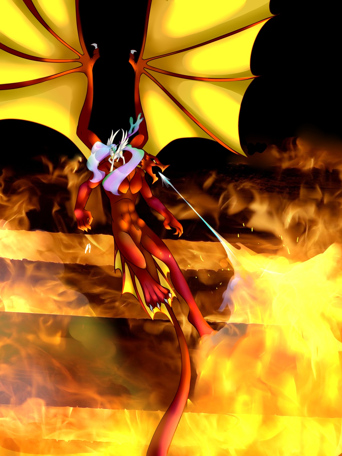2011 3:4 absurd_res animal_genitalia anthro bat_wings cutie_mark dragon duo e621 equid equine feathered_wings feathers female feral fire friendship_is_magic genitals hair hasbro hi_res horn long_hair male mammal membrane_(anatomy) membranous_wings multicolored_hair my_little_pony mythological_creature mythological_equine mythological_scalie mythology orange_body princess princess_celestia_(mlp) rainbow_hair royalty scalie severus sheath size_difference spikes tail white_body white_feathers winged_unicorn wings yellow_eyes