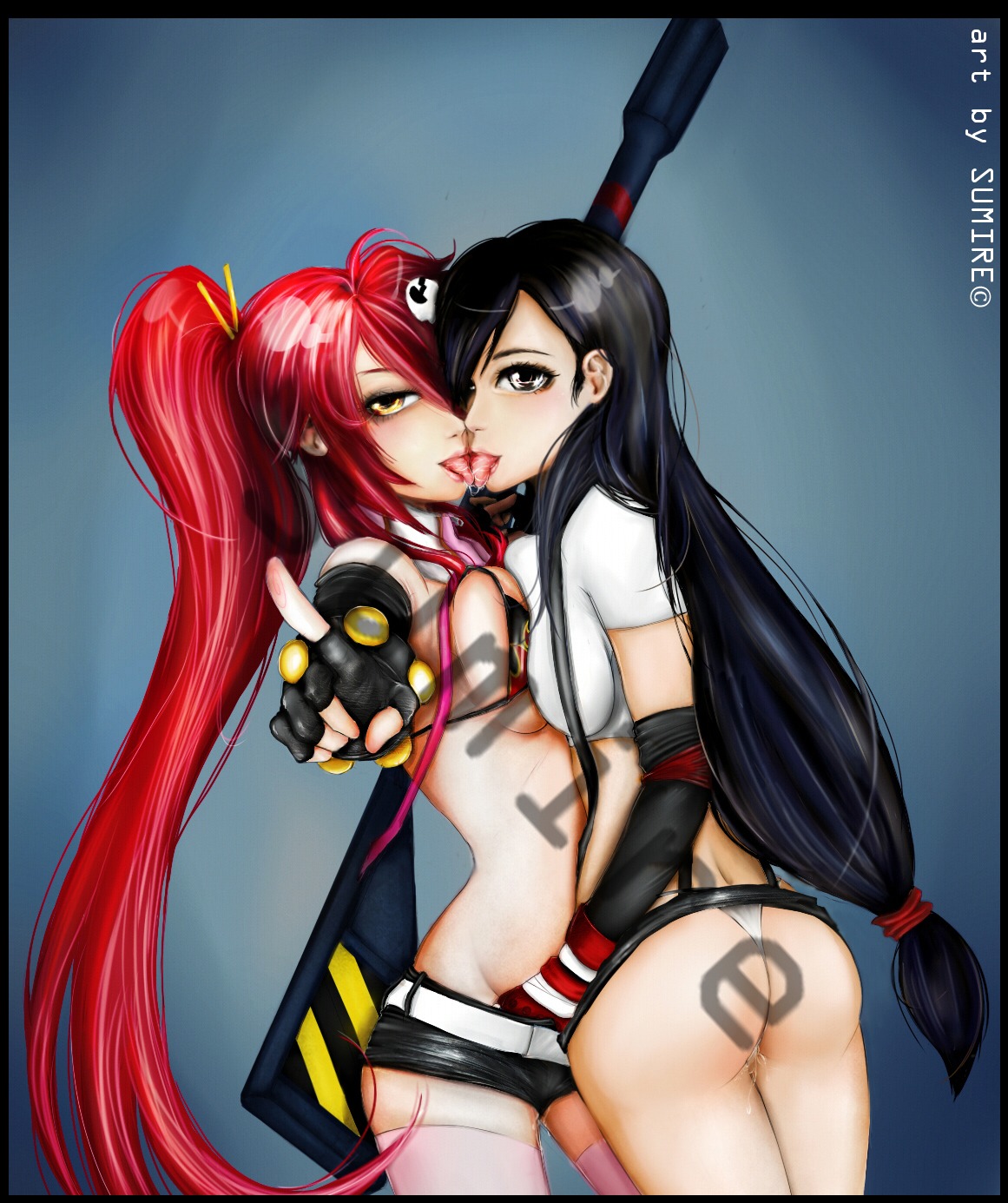 female final_fantasy final_fantasy_vii rule34 sumichuu tengen_toppa_gurren_lagann tifa_lockhart yoko_littner