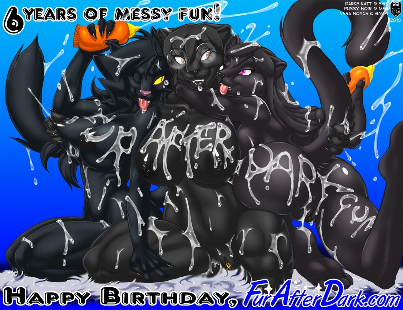 2010 anthro big_breasts black_cat breast_grab breasts celebration clitoris clitoris_piercing darke_katt eye_contact feline female furafterdark genital_piercing glasses hair jewelry kneeling long_hair looking_at_another max_blackrabbit megane meganekko mouth nipples nude open_mouth panther piercing presenting presenting_hindquarters pussy pussy_noir raised_tail rule34 spread_legs spreading tail tail_grab tongue vera_noyce yuri