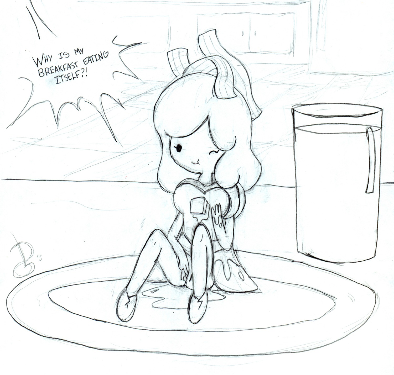 1girls adventure_time breakfast breakfast_princess cartoon_network dg dialogue english_text female female_only fingering fingering_pussy fingering_self food food_creature masturbation monochrome pussy rule34 tagme text wink