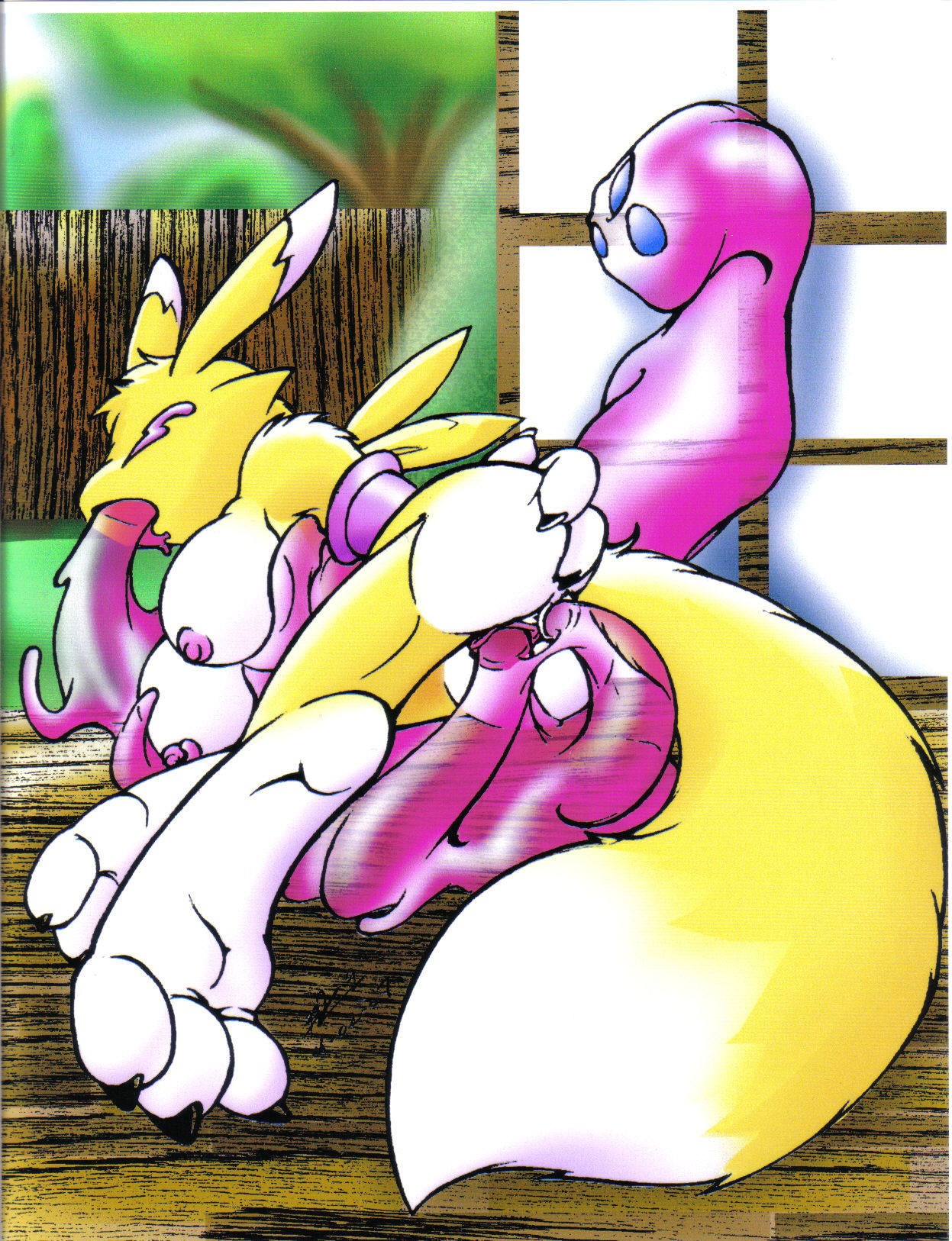 2007 all_three_filled anal anal_penetration anthro areola bandai_namco big_breasts breasts canid canine digimon digimon_(species) dipstick_tail double_penetration duo e621 fellatio female fur genitals hi_res mammal markings multiple_penetration nipples oral oral_penetration penetration penile renamon sex slime tail tail_markings tentacle_in_mouth tentacle_penetration tentacle_sex tentacles translucent translucent_penetration translucent_tentacles triple_penetration unknown_artist vaginal vaginal_penetration vulva white_body white_fur yellow_body yellow_fur