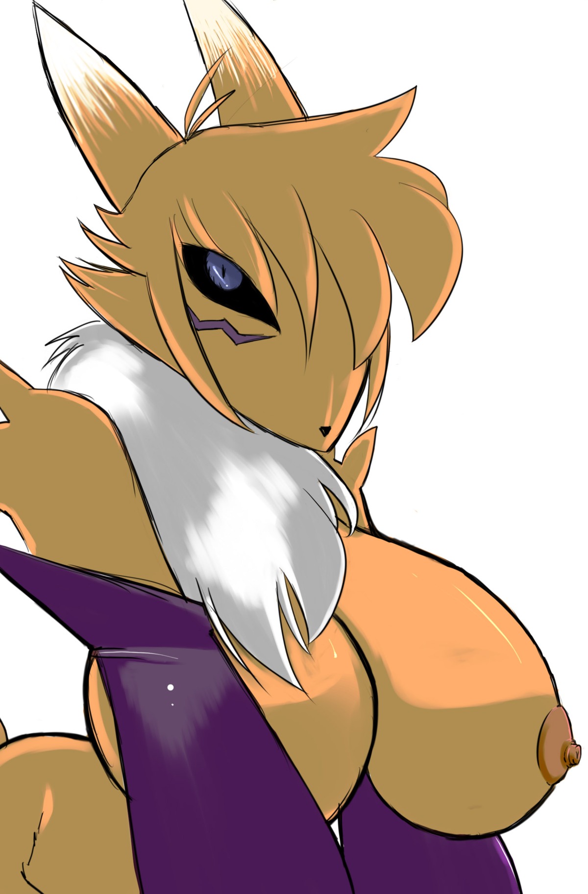 anthro black_sclera breasts canine color digimon digimon_(species) female female_only fox fur furry nude renamon rhemora rule34 solo tagme