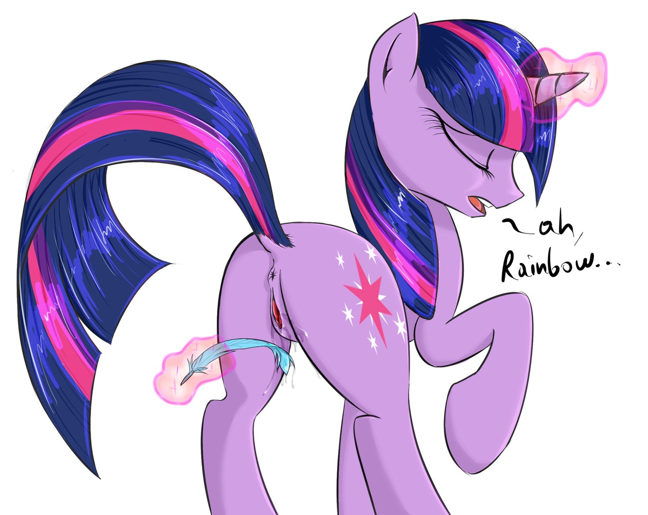 2013 anus bodily_fluids butt cutie_mark e621 equid equine eyes_closed feathers female feral friendship_is_magic fur genital_fluids genitals hair hasbro horn madhotaru magic mammal masturbation multicolored_hair my_little_pony mythological_creature mythological_equine mythology open_mouth orgasm purple_body purple_fur purple_hair quadruped solo tail tongue twilight_sparkle_(mlp) two_tone_hair unicorn vaginal vaginal_fluids vaginal_masturbation vulva