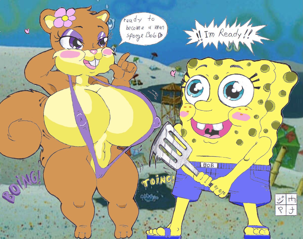 1boy 1girls anthro aplysina_fistularis big_breasts blue_eyes blue_pants blush breasts brown_fur clothing dialogue duo dxoz enormous_breasts eyelashes female furry furry_female furry_male furry_only gigantic_breasts huge_breasts large_breasts male male/female mammal marine massive_breasts nickelodeon nipples open_mouth pants rodent rule34 sandy_cheeks sciurid sea_sponge smooth_skin spatula spongebob_squarepants spongebob_squarepants_(character) squirrel tagme tail text text_bubble yellow_body