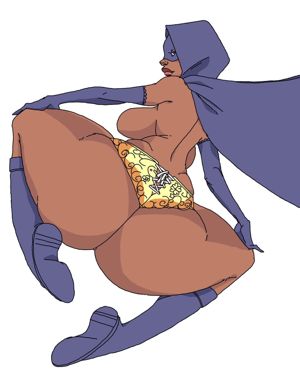 1girls ass big_ass big_breasts big_butt breasts brown_skin color colored curvy dark-skinned_female dark_skin empowered_(series) female female_only large_ass large_breasts lipstick nude obese_female plump reggwatson rule34 sistah_spooky solo topless