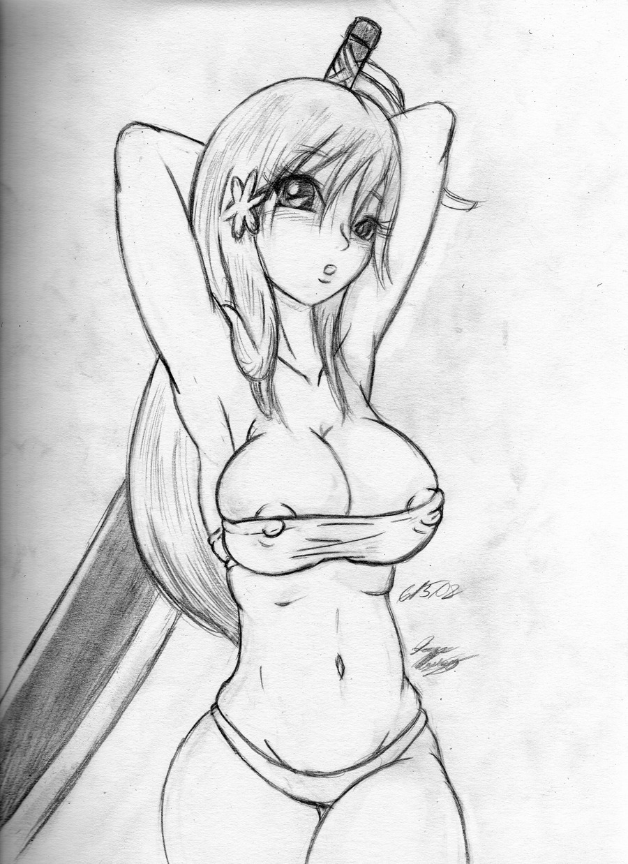 1girls bleach female female_only hand_drawn inoue_orihime rule34 solo speeds sword weapon