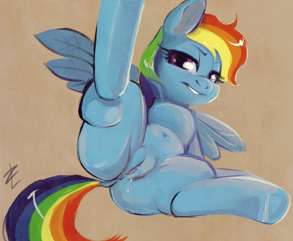 2013 anus blue_body blue_feathers blue_fur e621 equid equine feathered_wings feathers female feral friendship_is_magic fur genitals hair hasbro lizombie looking_at_viewer lying mammal multicolored_hair multicolored_tail my_little_pony mythological_creature mythological_equine mythology nude on_back pegasus presenting presenting_vulva purple_eyes rainbow_dash_(mlp) rainbow_hair rainbow_tail signature simple_background solo spread_legs spreading tail vulva wings