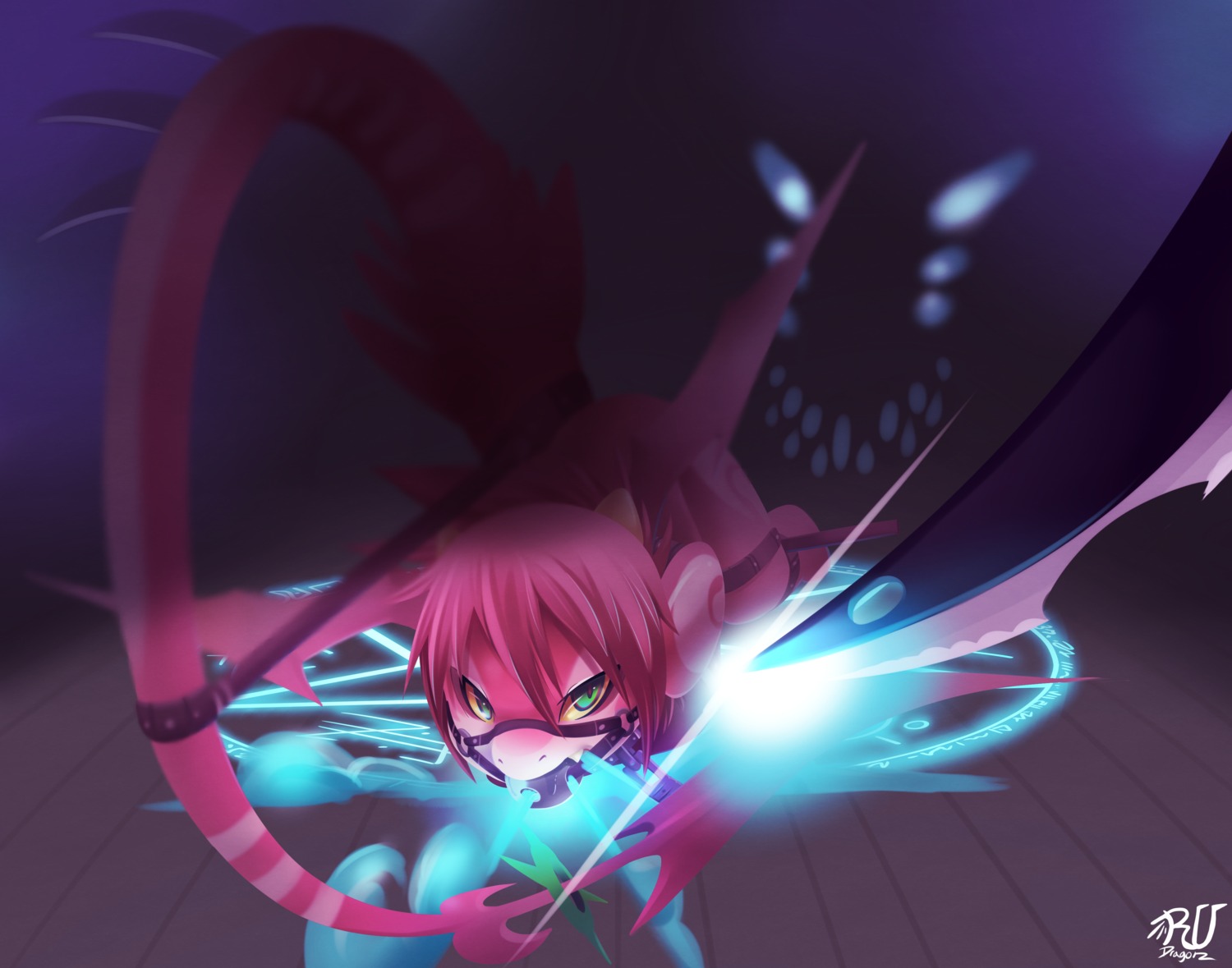 absurd_res ambiguous_gender anthro ball_gag bdsm blade blue_eyes bound dragon e621 gag gagged hair hi_res magic magic_circle mythological_creature mythological_scalie mythology pink_hair ru_(rudragon) rudragon scalie solo submissive submissive_ambiguous tail young young_ambiguous young_anthro