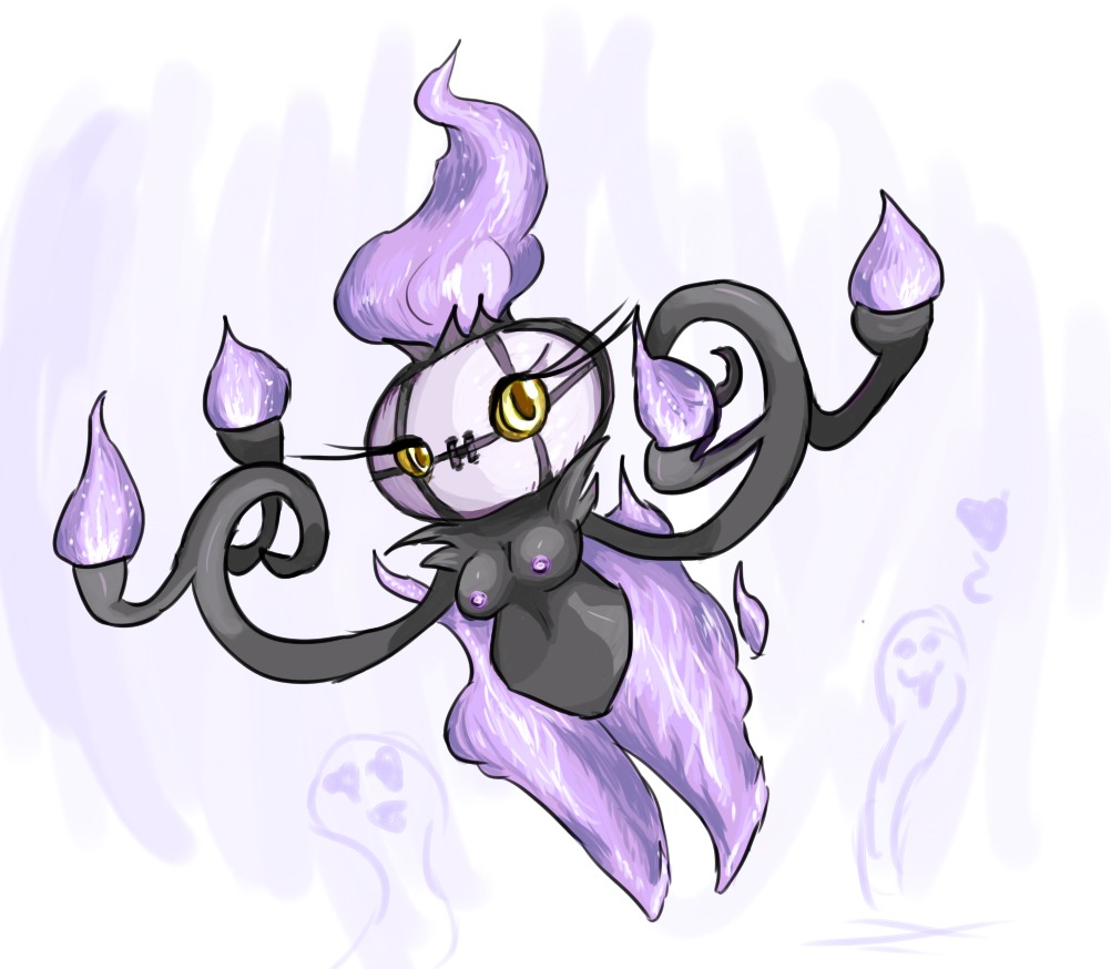 breasts cactuscacti chandelure e621 female fire generation_5_pokemon genitals group nintendo nipples not_furry pokemon pokemon_(species) pokemorph purple_nipples solo_focus vulva yellow_eyes