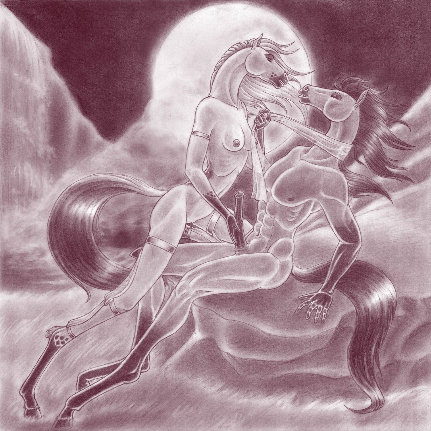 1:1 animal_genitalia animal_penis anthro bagheera breasts detailed_background duo e621 equid equine equine_genitalia equine_penis erection female full_moon genitals heru hi_res hooves horse ithilgalad male male/female mammal moon nipples nude outside penis side_view tail vulva