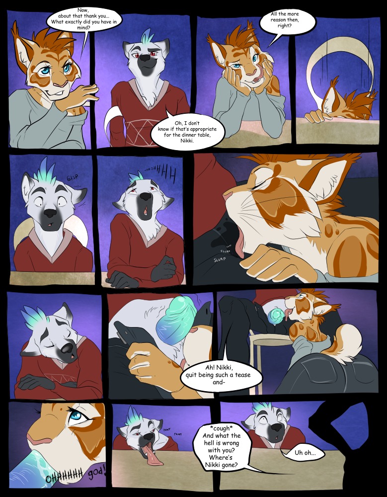 2010 4_fingers 5_fingers anthro black_nose blue_eyes blue_hair blue_penis bottomwear breath brown_body brown_fur brown_spots brown_tail bulge bulge_lick bulge_suck butt canid canine canis caught_in_the_act chair cheek_tuft clothed clothing comic comic_sans countershade_face countershade_tail countershade_torso countershading demicoeur dialogue digital_media_(artwork) dominant dominant_male duo_focus e621 ear_tuft english_text erection exposing eyebrows eyelashes eyes_closed facial_tuft fangs felid feline fellatio femboy fingers front_view fur furgonomics furniture genitals glans green_hair group hair half-closed_eyes hand_on_hip head_in_crotch hybrid_genitalia hybrid_penis inner_ear_fluff inside interspecies kaj leopard_spots licking looking_at_viewer lynx male male/male male_penetrated male_penetrating male_penetrating_male mammal markings moan multicolored_body multicolored_fur multicolored_hair multiple_scenes narrowed_eyes nikki_(demicoeur) open_bottomwear open_clothing open_mouth open_pants oral oral_penetration panting pants penetration penile penis penis_lick penis_poking_out penis_through_fly pink_nose pink_tongue red_eyes sex short_hair side_view silhouette sitting speech_bubble spots spotted_body spotted_fur spotted_markings spotted_tail sweater table tail tail_markings teeth text tongue tongue_out topwear tuft two_tone_body two_tone_fur two_tone_hair two_tone_tail uhoh under_table walk-in wet white_body white_fur white_tail wolf