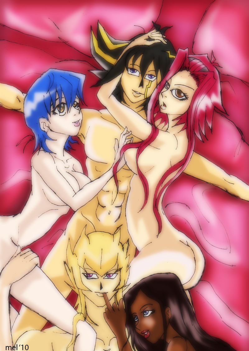 2boys 3girls abs akiza_izinski armpits breasts breasts_on_chest cuddling female human izayoi_aki jack_atlas male mina_simington muscle_worship muscles nippleless_male nude orgy pecs romantic rule34 straight swingers yu-gi-oh! yu-gi-oh!_5d's yusei_fudo