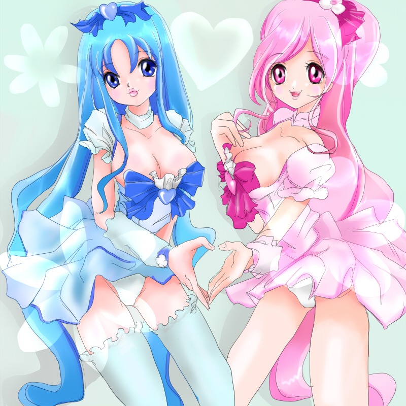 bow breasts clothing cure_blossom cure_marine dress erika_kurumi female heartcatch_precure! heartcatch_pretty_cure! large_breasts magical_girl panties precure pretty_cure rule34 teruchan tsubomi_hanasaki