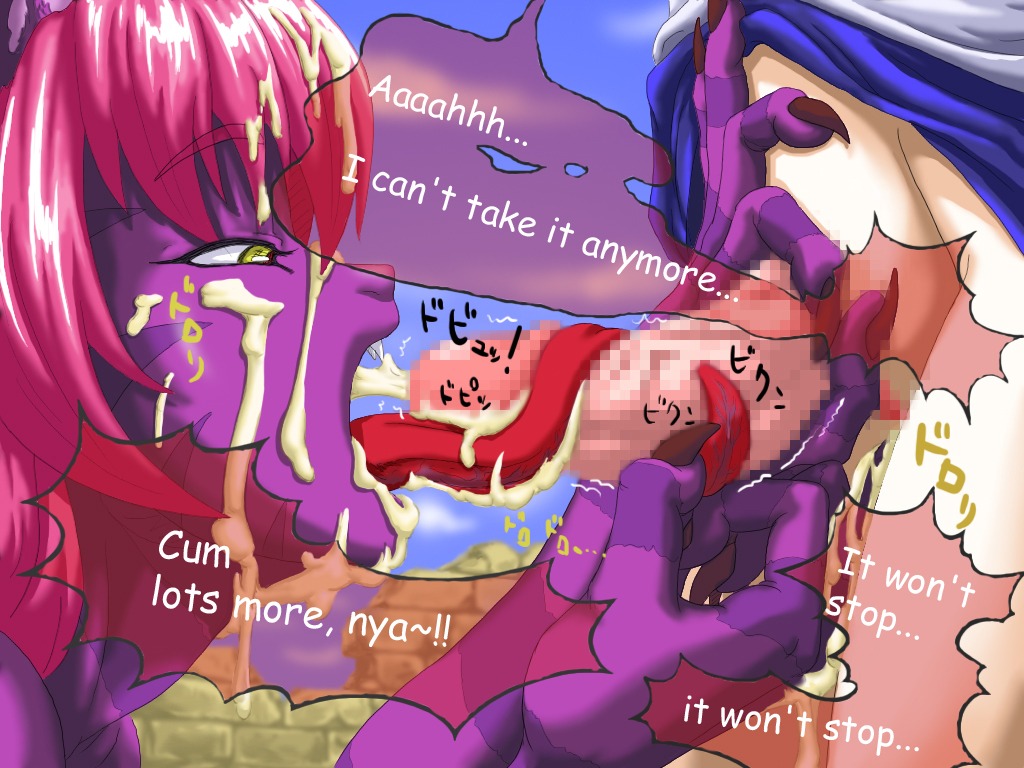 alice_in_wonderland alice_liddell censored cheshire_cat english english_text fellatio female futa_on_female futanari intersex iyarashii_kuni_no_alice penis porika rule34