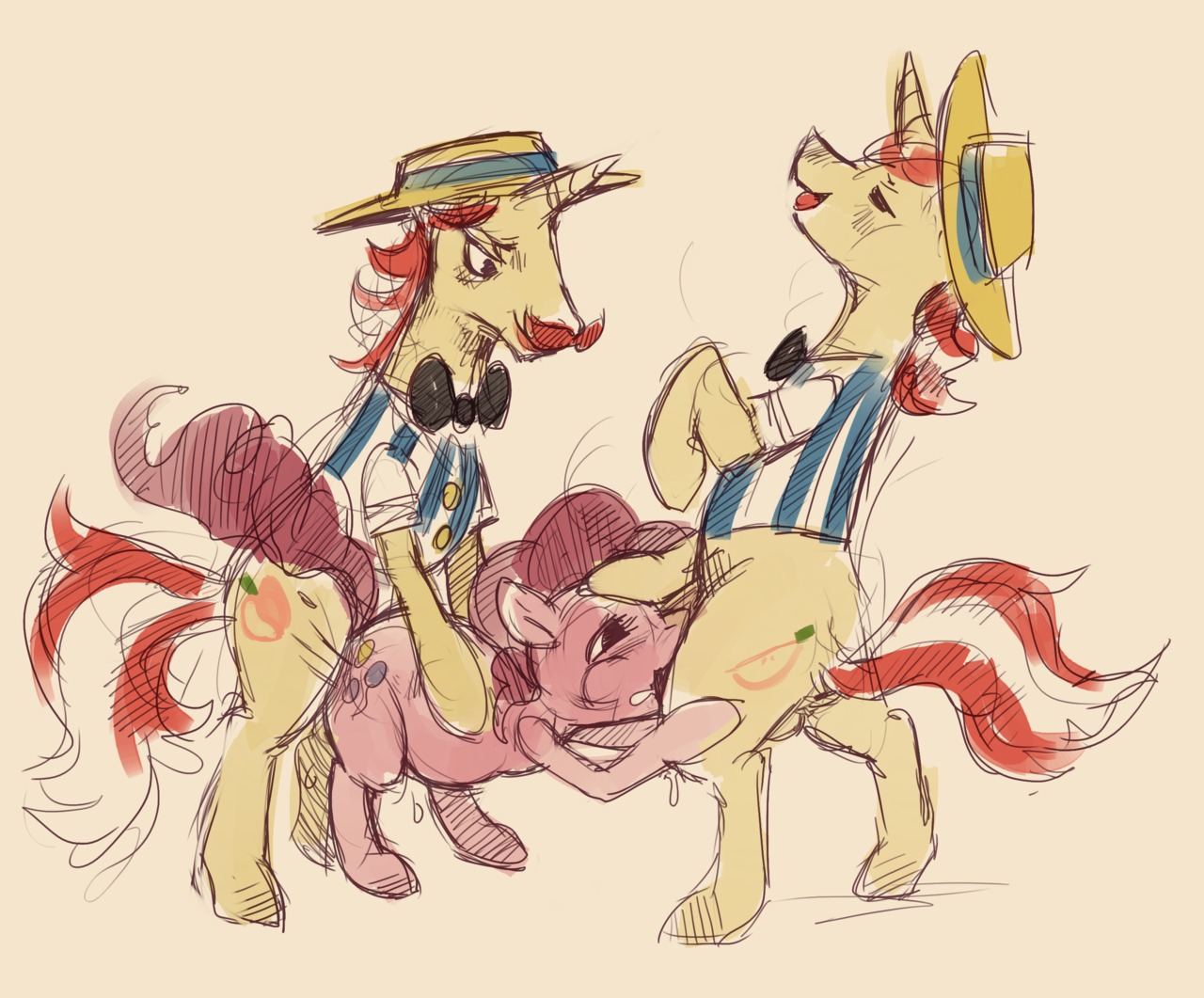 earth_pony equine female feral feral_on_feral flam flam_(mlp) flim flim_(mlp) friendship_is_magic horse male my_little_pony pinkie_pie_(mlp) pony purplekecleon rule34 straight_hair unicorn