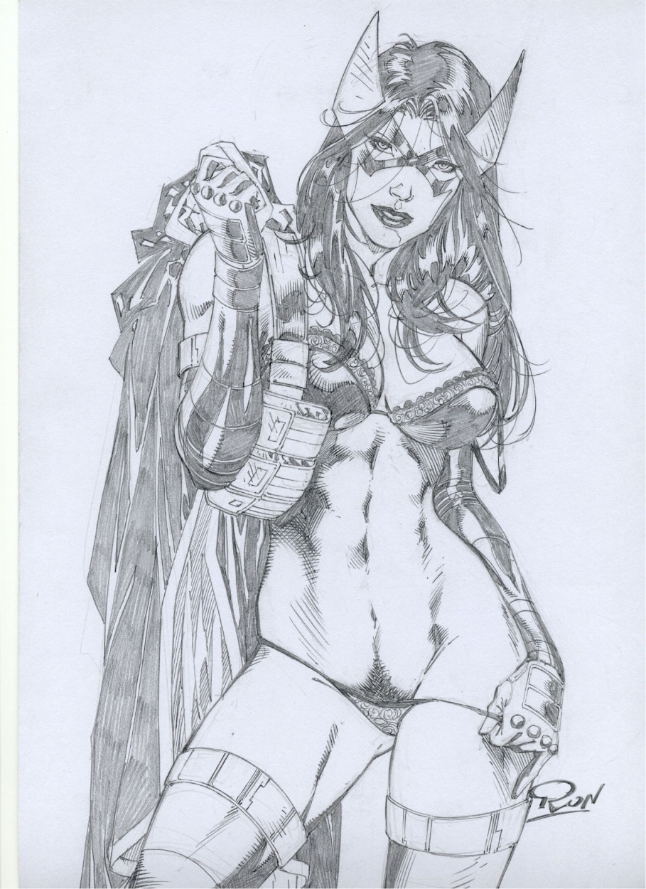dc dc_comics female greyscale huntress_(dc) ron_adrian rule34 signature tagme text