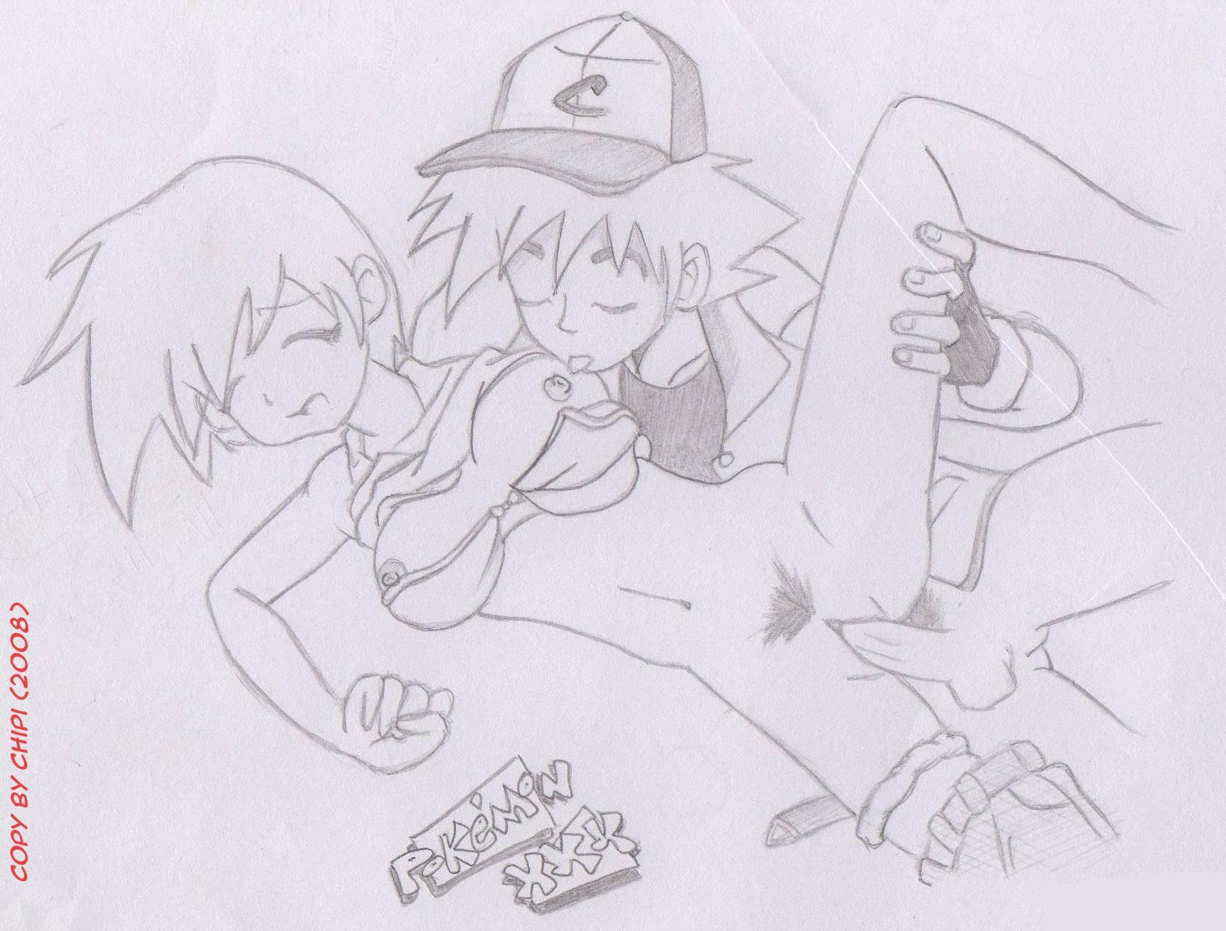 2008 bra breasts chipi female hat human human_only kasumi_(pokemon) male monochrome nintendo penis pokemon pubic_hair pussy rule34 satoshi_(pokemon) sex straight tagme vulva