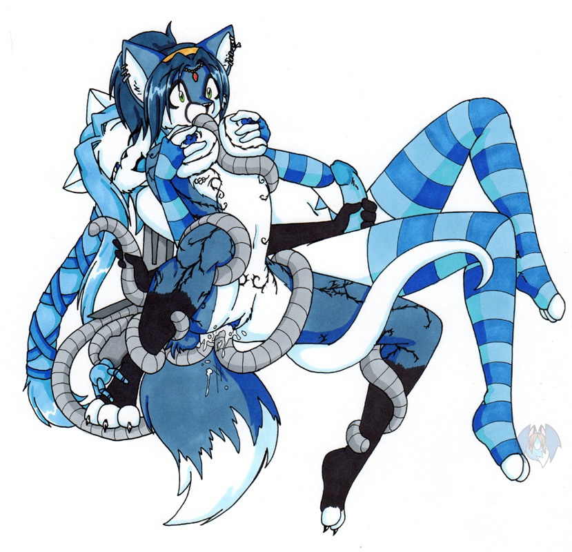 2009 anal anal_penetration anthro blue_body blue_eyes blue_fur blue_hair bodily_fluids breast_grab breasts canid canine chaosie claws clothing cum cum_in_ass cum_in_vagina cum_inside cybernetics cyborg domestic_cat double_penetration duo e621 ear_piercing erection felid feline felis female female_penetrated footwear fox from_behind_position fur genital_fluids genitals green_eyes grope gynomorph gynomorph/female gynomorph_penetrating gynomorph_penetrating_female hair half-closed_eyes hand_on_breast intersex intersex/female intersex_penetrating intersex_penetrating_female jewelry kinara legwear licking long_hair machine mammal markings narrowed_eyes nipple_fetish nipple_play nipples nude one_eye_closed orgasm pattern_clothing pattern_legwear penetration penis piercing plantigrade ponytail sex simple_background socks spread_legs spreading stockings striped_clothing striped_legwear stripes tail tattoo tentacles tierafoxglove toeless_footwear toeless_socks tongue tongue_out vaginal vaginal_penetration vulva white_background white_body white_fur