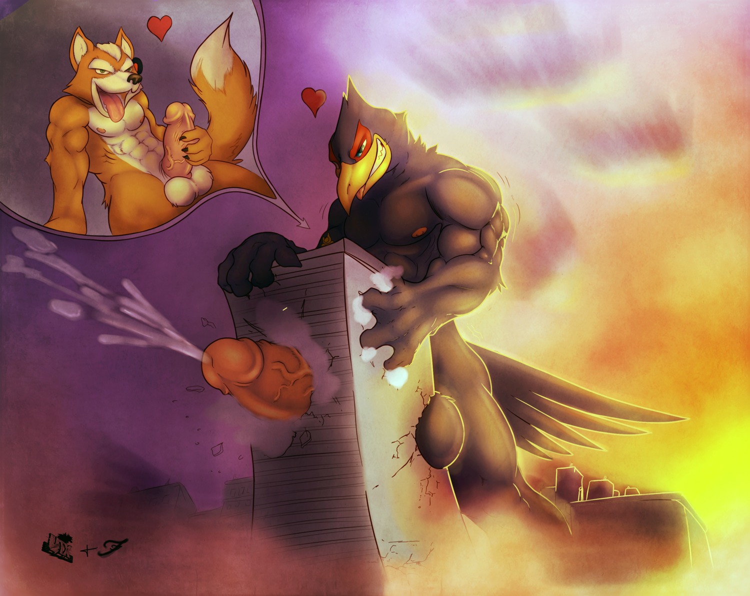 abs animal_genitalia anthro athletic avian balls beak biceps big_muscles big_penis bird blue_body blue_eyes blue_feathers bodily_fluids brown_body brown_fur building building_penetrated building_sex canid canine claws cum cumshot duo e621 ejaculation erection falco_lombardi famfrit fangs feathers fox fox_mccloud fur genital_fluids genitals green_eyes hi_res huge_penis humanoid_genitalia humanoid_penis macro male male/male mammal masturbation muscular muscular_male nintendo nipples nude open_mouth orgasm pecs penile penile_masturbation penis pose presenting sheath sitting standing star_fox teeth thick_penis tongue tongue_out utx-shapeshifter vein what