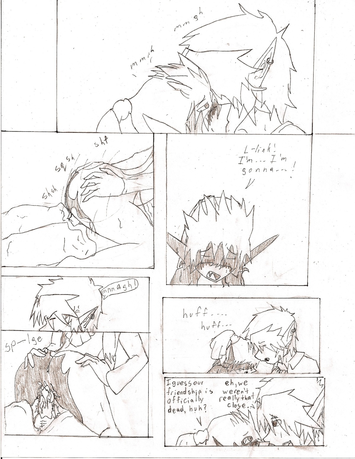 1boy 1girls english_text female imp_midna link link_(twilight_princess) male midna monochrome rule34 straight_hair text the_legend_of_zelda twili twilight_princess
