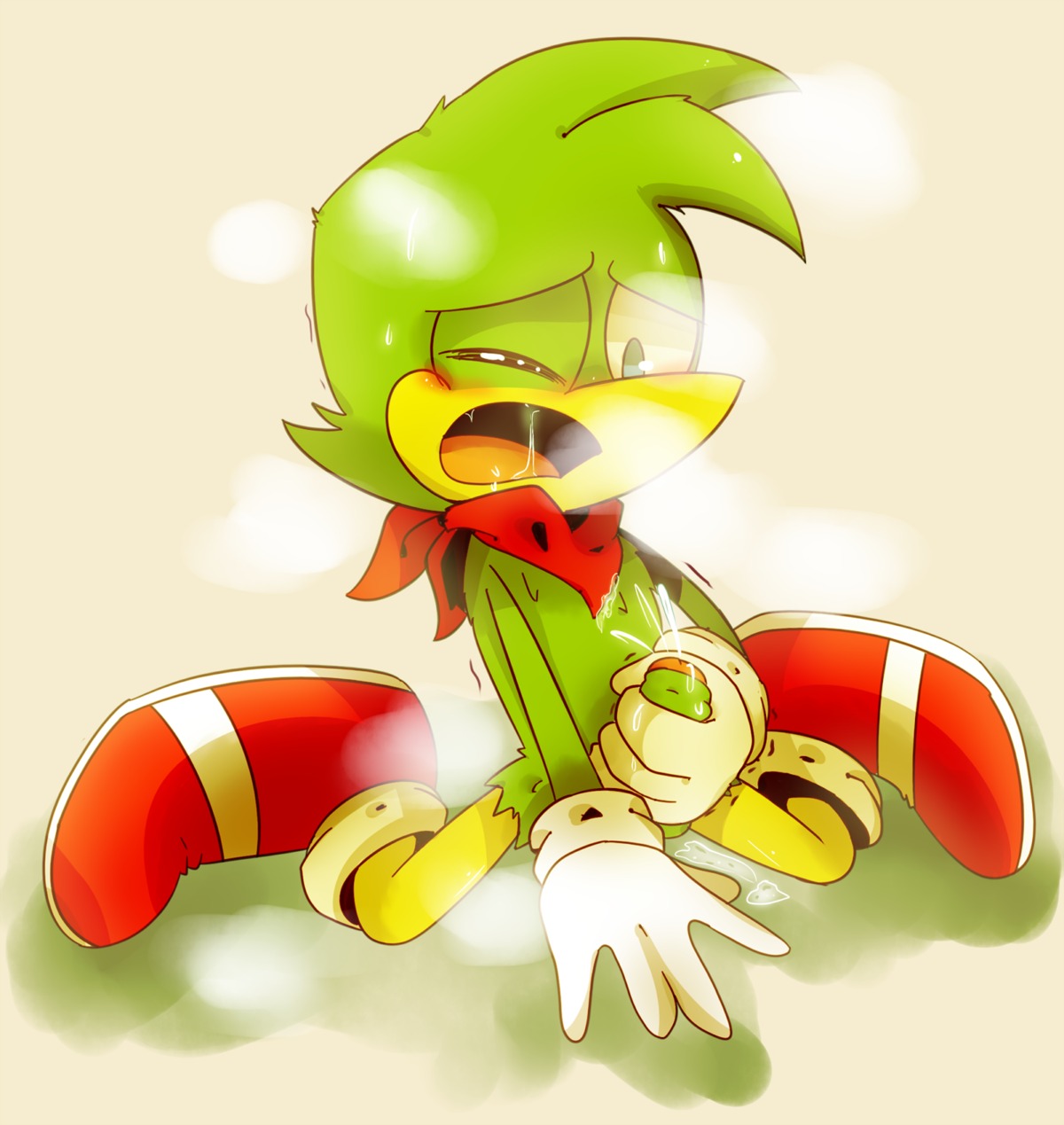 2014 anthro ascot avian beak bean_the_dynamite biped bird blush bodily_fluids breath clothing cum e621 erection feathers footwear foreskin genital_fluids genitals gloves handwear hi_res humanoid_genitalia humanoid_penis looking_down male masturbation on_ground one_eye_closed open_mouth orgasm partially_retracted_foreskin penile penile_masturbation penis picid piciform saliva sega shoes sitting solo sonic_the_hedgehog_(series) sweat tongue whenimjealous woodpecker