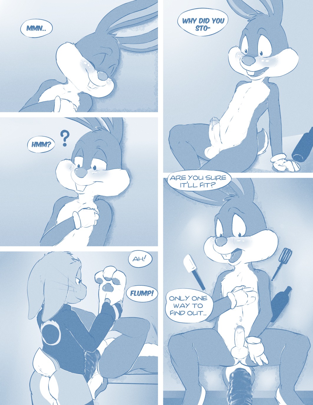 0r0 anthro balls big_penis blue_and_white blush buster_bunny butt cherry_cola_(comic) comic dialogue digital_media_(artwork) duo e621 english_text erection genitals hi_res humanoid_genitalia humanoid_penis lagomorph leporid male male/male mammal monochrome multiple_scenes nude penis rabbit seth-iova sex text tiny_toon_adventures warner_brothers young young_anthro young_male