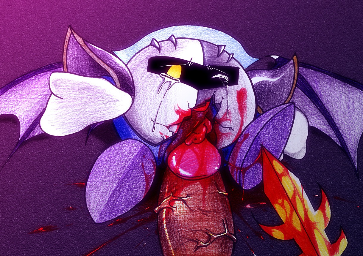 blood blood_on_face blood_on_penis cracked_mask crying galaxia_(kirby) gore guro intestines kirby_(series) male male_ryona meta_knight one_eye_closed pained_expression painful penis reaching_out reaching_towards_viewer rule34 sword tagme tears wound wound_fucking