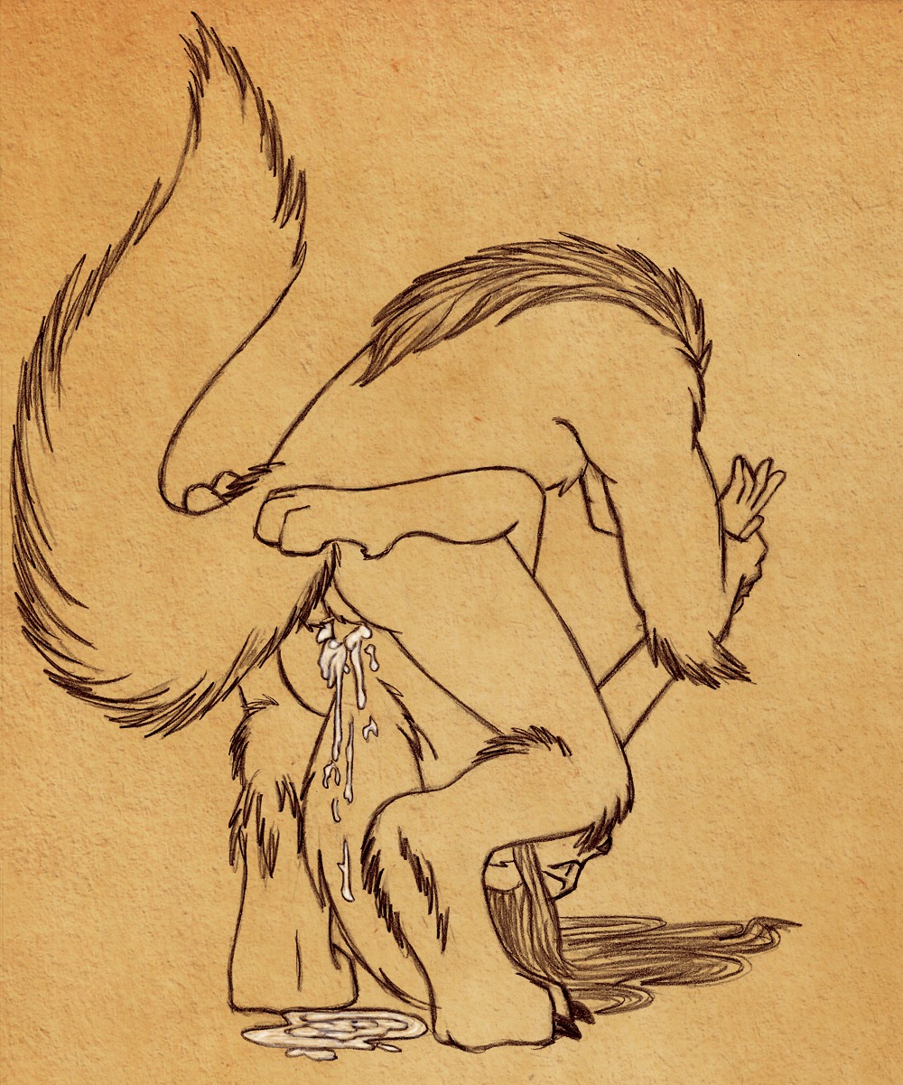 anthro arm_grab balls bodily_fluids canid canine carrying_another cum cum_inside cum_on_ground cum_pool demeterservant duo e621 erection female genital_fluids genitals hi_res leaking male male/female mammal monochrome nude penis piledriver_position sex simple_background sketch tail upside_down