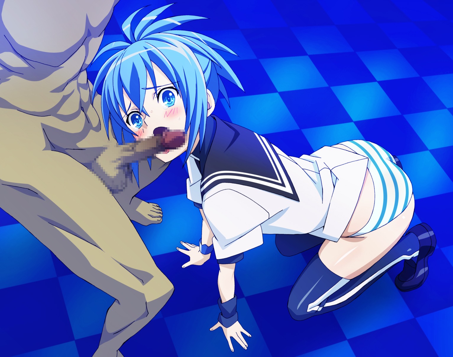 canon_genderswap censored clothing fellatio female kampfer oral oral_sex panties rule34 senou_natsuru tagme