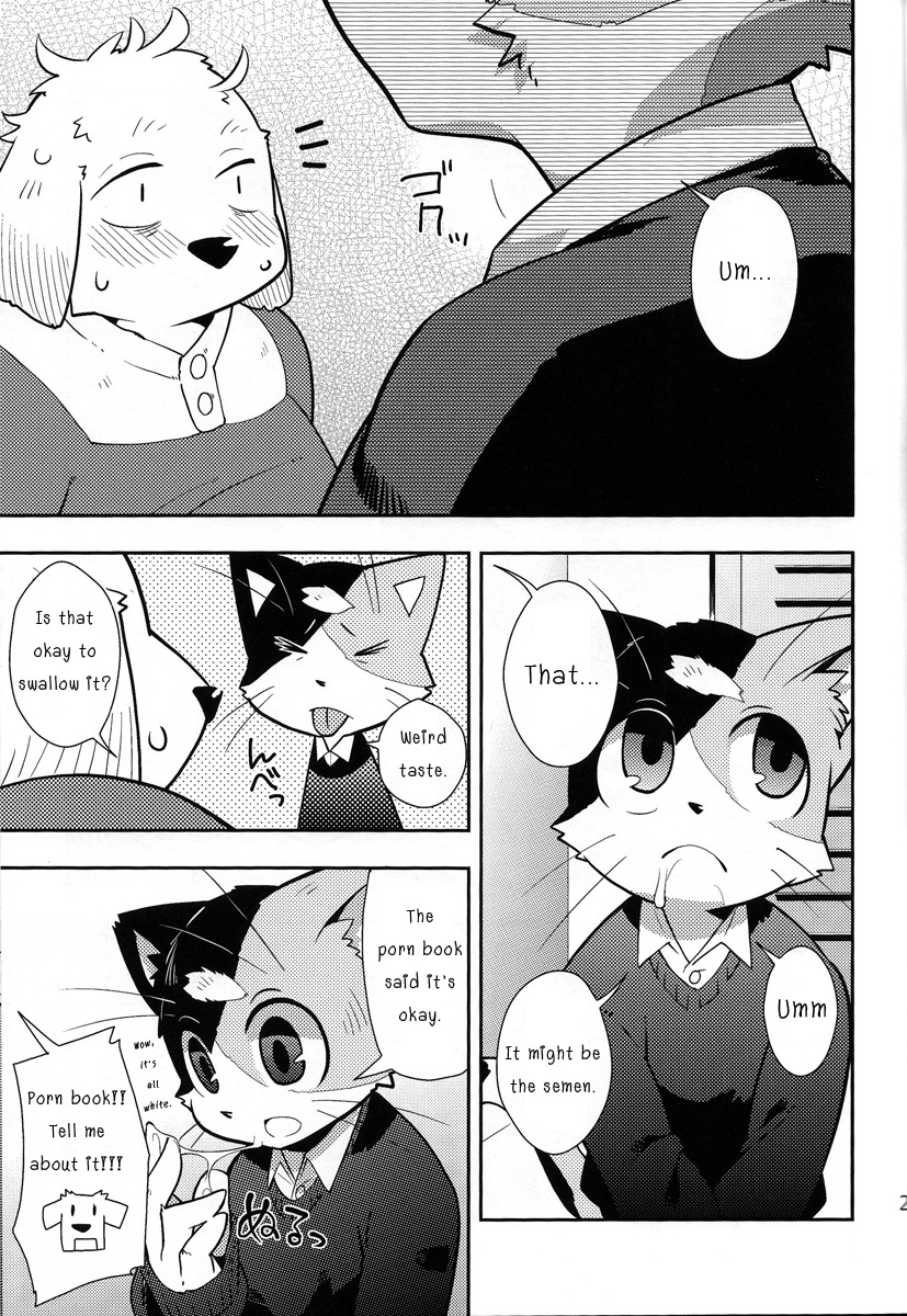 anthro black_and_white canine english_text feline fur furry gay harusuke male monochrome rule34 text