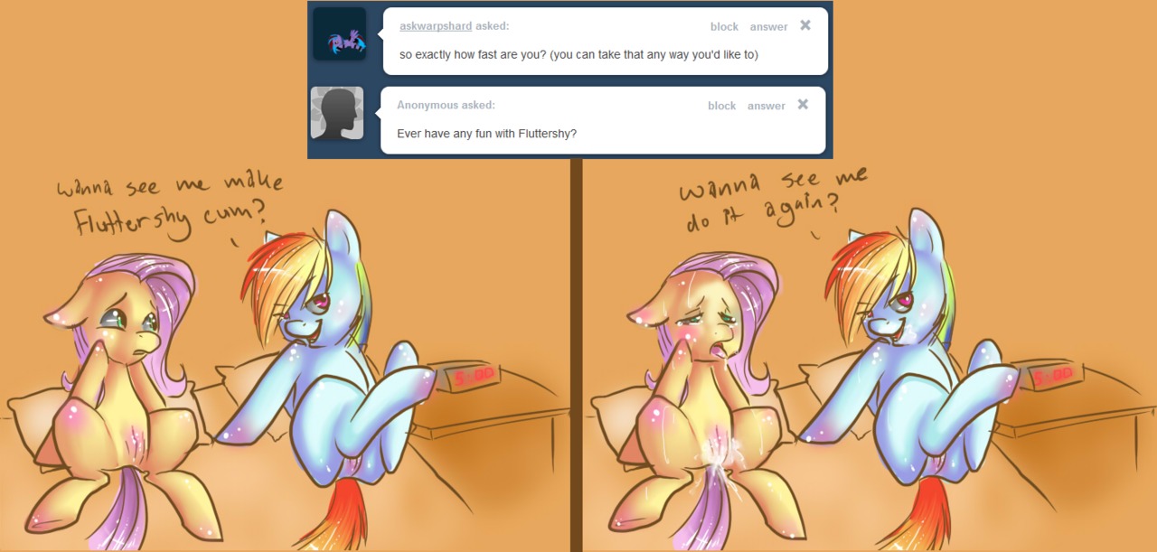 2012 after_sex blue_body blue_eyes blue_fur blush bodily_fluids clock comic duo e621 english_text equid equine feathered_wings feathers female female/female feral fluttershy_(mlp) friendship_is_magic fucked_silly fur genital_fluids genitals hair hasbro humor lavenderhush mammal multicolored_hair my_little_pony mythological_creature mythological_equine mythology pegasus pink_hair purple_eyes rainbow_dash_(mlp) rainbow_hair simple_background tail text tongue tongue_out tumblr vaginal_fluids vulva wings wood yellow_body yellow_feathers yellow_fur
