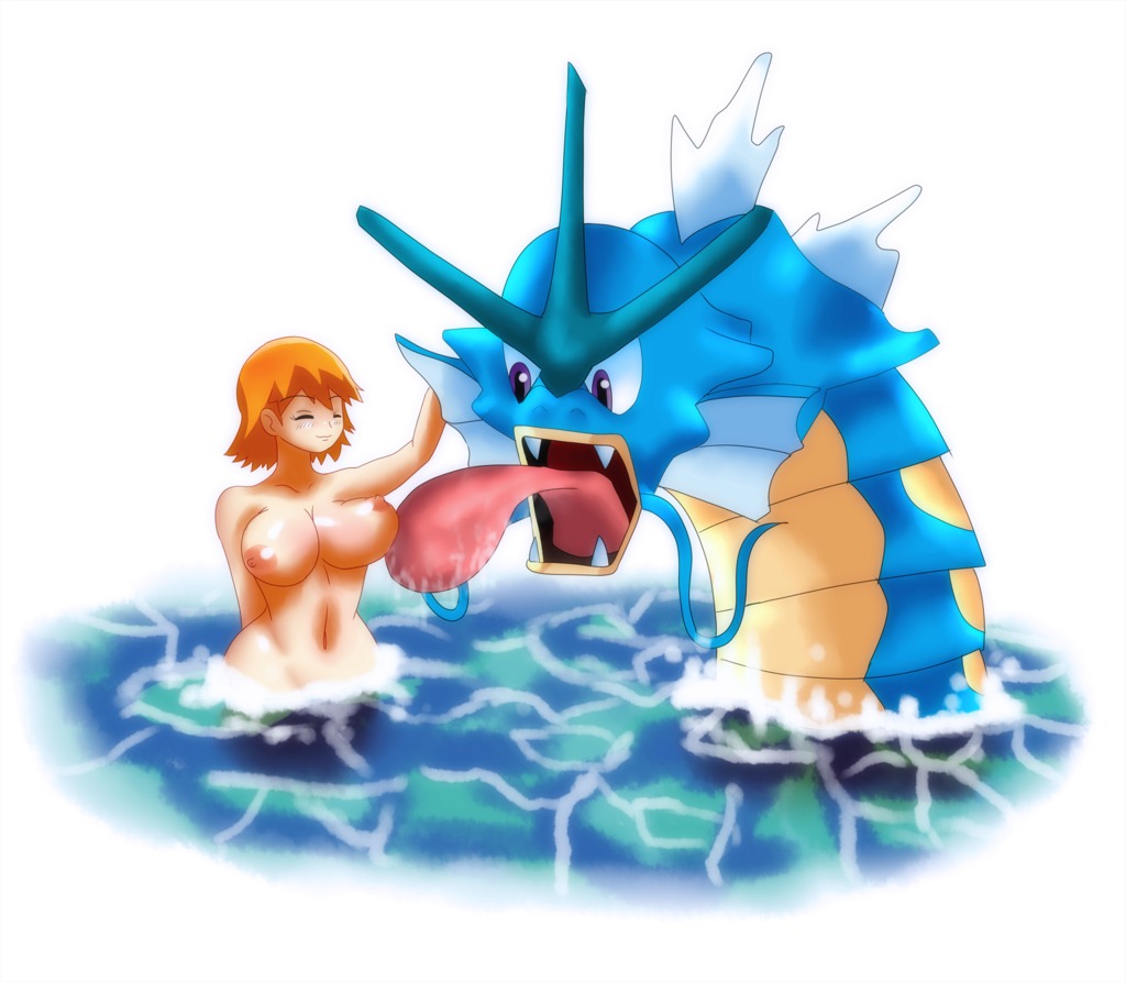 breast_lick breasts chelostracks color female feral fins generation_1_pokemon gyarados gym_leader human in_water interspecies licking licking_breast misty_(pokemon) nintendo nipples nude orange_hair pokemon pokemon_rgby pokephilia rule34 sea_serpent size_difference smiling tongue tongue_out white_background
