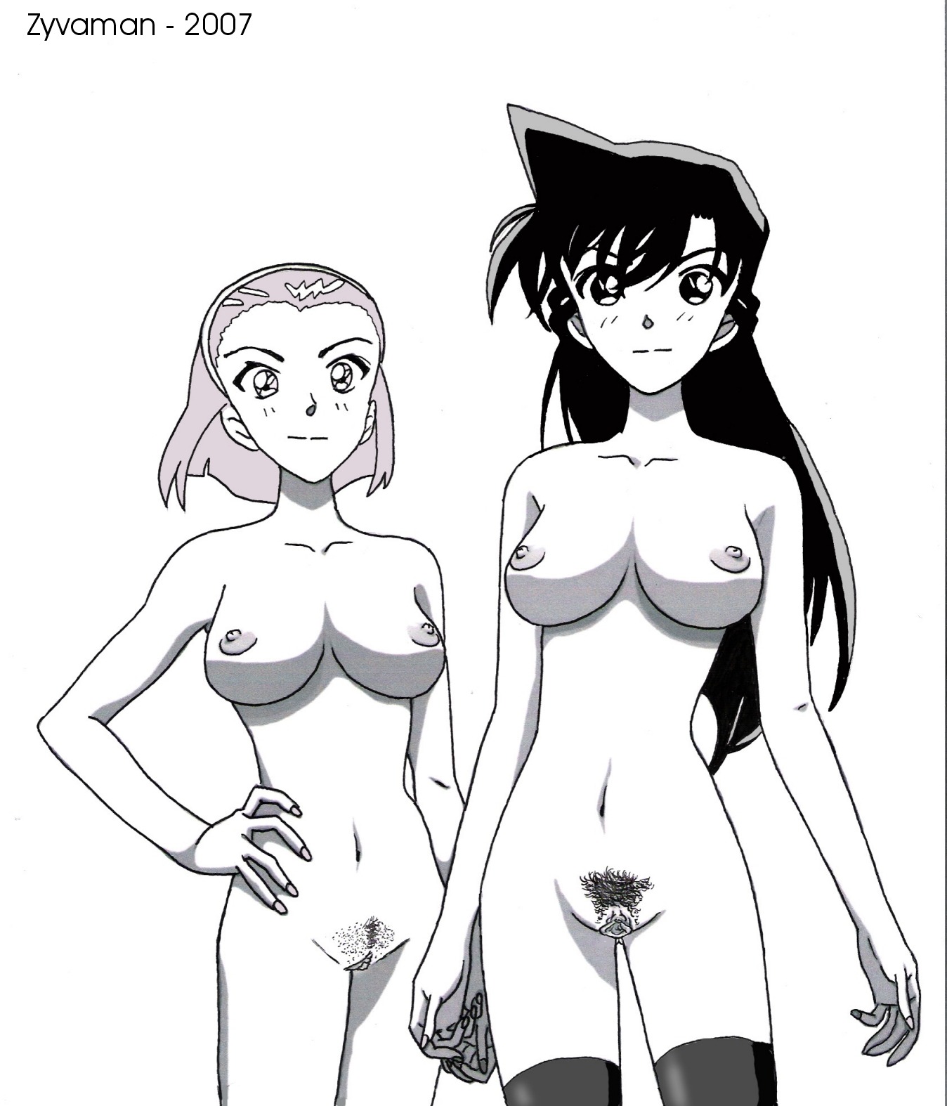 detective_conan female ran_mouri rule34 sonoko_suzuki tagme white_background
