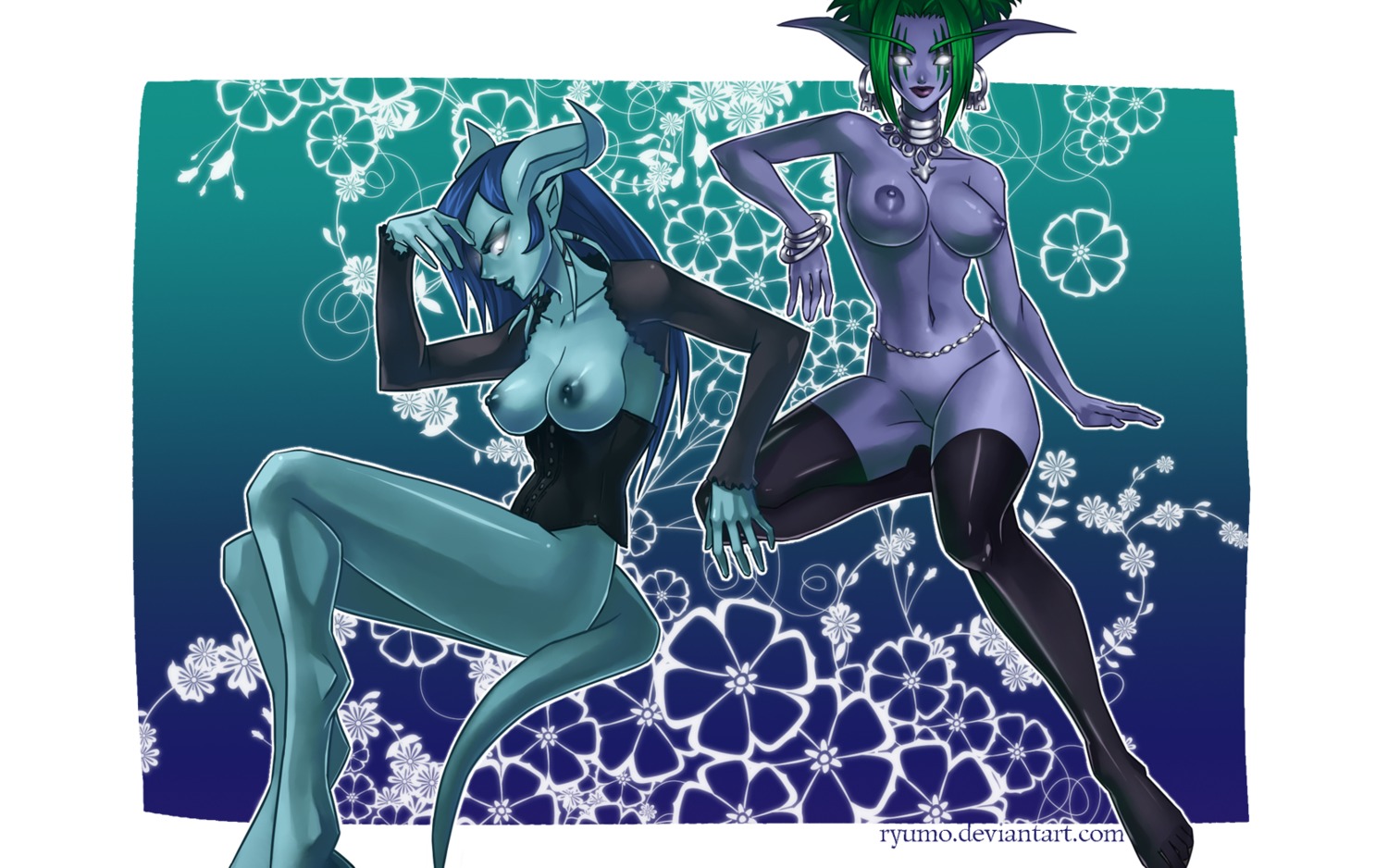 draenei draenei_mage edwina_(camilluscactus) female neryumo night_elf night_elf_druid rule34 tagme umara world_of_warcraft