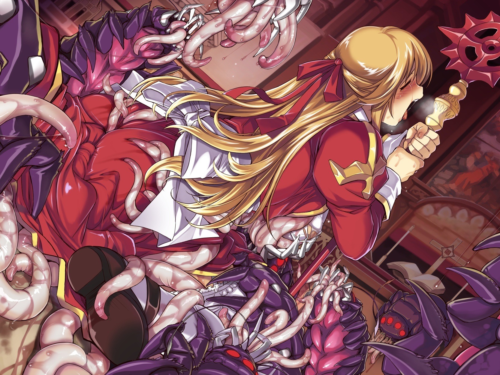 ambiguous_penetration blonde_hair blush closed_eyes clothing covered_penetration dress female high_priest highres implied_penetration implied_sex long_hair monster open_mouth ragnarok_online rape rule34 saliva sex_under_clothes sex_under_dress stockings tear tentacle tentacle_under_clothes tentacle_under_dress tentacles_under_clothes xration