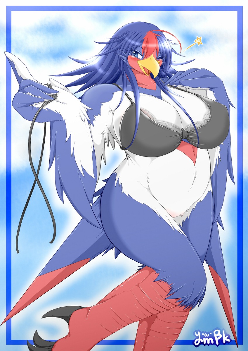 anthro blush breasts claws clothes color day female female_only nipples on_one_foot outdoors pokemon rule34 solo standing swellow tagme ymbk