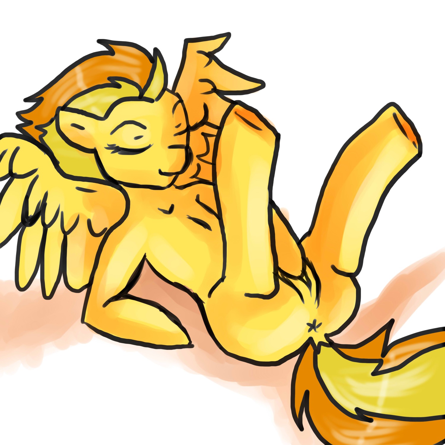 1:1 absurd_res butt e621 equid equine feathered_wings feathers female feral friendship_is_magic genitals hair hasbro hi_res mammal masturbation multicolored_hair my_little_pony mythological_creature mythological_equine mythology pegasus rainbowsprinklesart solo spitfire_(mlp) two_tone_hair vaginal vaginal_masturbation vulva wings wonderbolts_(mlp) yellow_body yellow_feathers
